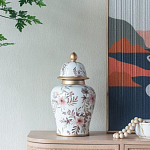 Ваза с нежным цветочным узором в пастельных тонах и крышкой с золотым акцентом Chinoiserie Ceramics варинант исполнения - 5 | Loft Concept в Грозном