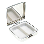 Таблетница карманная квадратная с 2-мя отделениями с зеркалом и накладкой из натурального камня Амазонит Silver Stone Pillboxes варинант исполнения - 2 | Loft Concept в Грозном