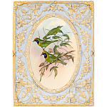 Декоративный постер с изображением птиц в раме с рельефным растительным узором Blooming Birds Poster варинант исполнения - 4 | Loft Concept в Грозном