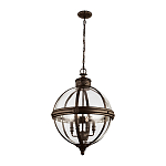 Подвесной светильник бронзового цвета с прозрачным стеклянным плафоном в форме шара в индустриальном стиле на цепи 4 лампы Feiss варинант исполнения - 2 | Loft Concept в Грозном