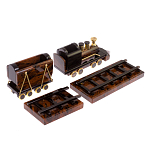 Часы настольные в виде паровоза из натурального камня Обсидиан Train Stone Clock варинант исполнения - 3 | Loft Concept в Грозном