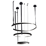 Люстра подвесная с 3-мя кольцами из кожаных ремней черного цвета Half Ring Horizontal  варинант исполнения - 2 | Loft Concept в Грозном