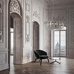 Люстра подвесная круглая с изогнутыми металлическими дугами и ниспадающими цепочками 65 см Atlantis Chain варинант исполнения - 18 | Loft Concept в Грозном