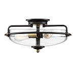 Потолочный светильник со стеклянным плафоном на изогнутых кронштейнах Quoizel  варинант исполнения - 4 | Loft Concept в Грозном