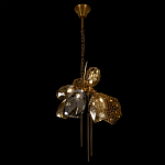 Люстра подвесная со стеклянными плафонами из дымчатого и золотистого с тремя вертикальными подвесками Gilded Mirage  варинант исполнения - 6 | Loft Concept в Грозном