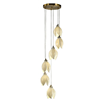 Подвесной светильник светодиодный с 6-ю белыми плафонами в виде цветов Flower Light Gold варинант исполнения - 1 | Loft Concept в Грозном