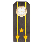 Часы подарочные настольные в виде погона ВМФ из натурального камня Змеевик Military Clock варинант исполнения - 6 | Loft Concept в Грозном