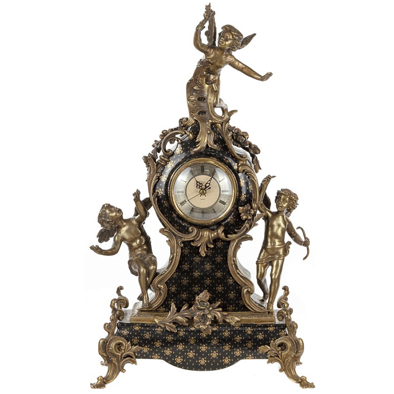 Часы Heraldic Lily Черный Бронза в Грозном | Loft Concept 