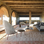 Дизайнерский кофейный стол из дерева с керамической столешницей уличный SWAY Coffee Table варинант исполнения - 9 | Loft Concept в Грозном