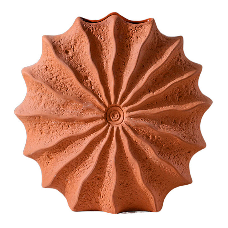 Ваза керамическая в виде круглой терракотовой морской раковины Galapagos Терракотовый в Грозном | Loft Concept 