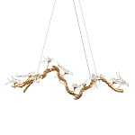 Люстра подвесная линейная с прозрачными стеклянными птичками на ветвях Serip Voa варинант исполнения - 1 | Loft Concept в Грозном