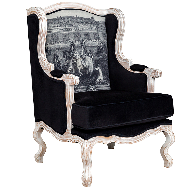 Кресло Saint Germain Armchair Черно-белый Белый винтажная патина Кресло Saint Germain Armchair Черно-белый Белый винтажная патина в Грозном | Loft Concept