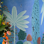 Обои ручная роспись Malwa Special Colourway on blue painted Xuan paper варинант исполнения - 2 | Loft Concept в Грозном