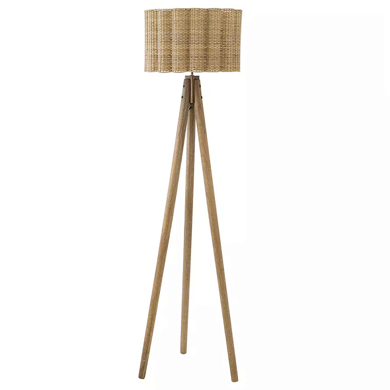 Торшер с плетеным абажуром на основании в виде треноги Lamp with Wicker Lampshade Бежевый Торшер с плетеным абажуром на основании в виде треноги Lamp with Wicker Lampshade Бежевый в Грозном | Loft Concept