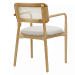 Стул обеденный с мягким сиденьем и спинкой из плетеного ротанга Wood and Textile Chair варинант исполнения - 3 | Loft Concept в Грозном