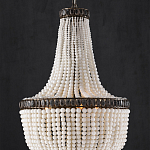 Люстра каплевидной формы декорированная нитями стеклянных бусин молочного цвета Bead threads варинант исполнения - 2 | Loft Concept в Грозном