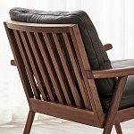 Кресло c каркасом из массива дерева и мягкой кожаной обивкой Walnut Armchair варинант исполнения - 9 | Loft Concept в Грозном