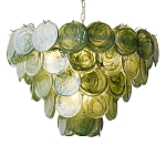 Люстра из зеленых стеклянных дисков с перламутровым эффектом Green Glowing Glaze варинант исполнения - 6 | Loft Concept в Грозном