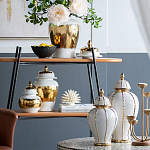 Ваза с золотыми полосами на белом фоне Chinoiserie Ceramics варинант исполнения - 4 | Loft Concept в Грозном