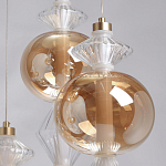 Люстра с плафонами из прозрачного и янтарного стекла в виде шаров и ромбов Gabriel Scott Luna варинант исполнения - 9 | Loft Concept в Грозном