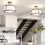 Потолочный светильник со светлым текстильным абажуром Hinkley варинант исполнения - 10 | Loft Concept в Грозном