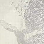 Обои ручная роспись в стиле Арт-деко Whistler Peacocks Special Colourway on 12 Carat White Gold gilded silk варинант исполнения - 2 | Loft Concept в Грозном