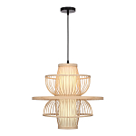 Подвесной светильник фигурный из деревянных прутьев с плафоном из натуральной ткани Light Inside the Cell варинант исполнения - 1 | Loft Concept в Грозном