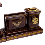 Настольный письменный набор с часами и визитницами из природного камня обсидиана Royal Present варинант исполнения - 3 | Loft Concept в Грозном