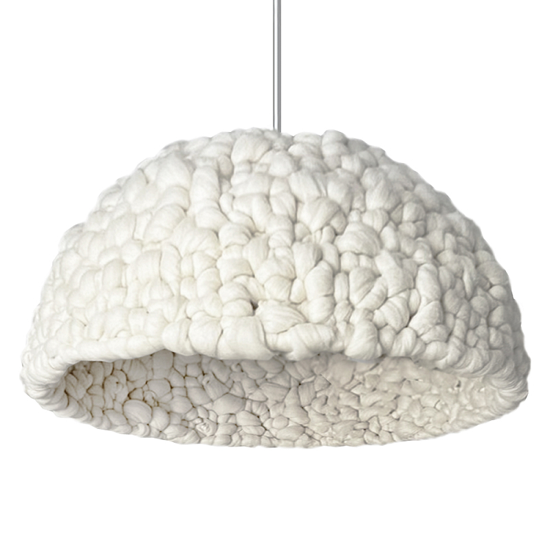 Вязаный подвесной светильник из шерсти Dome Wool Lamp Белый Вязаный подвесной светильник из шерсти Dome Wool Lamp Белый в Грозном | Loft Concept