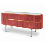 Дизайнерский комод овальный с розовой бархатной обивкой Edith варинант исполнения - 1 | Loft Concept в Грозном