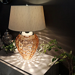 Настольная лампа с фактурным стеклянным основанием красного цвета с хромированной деталью у горловины и белым абажуром из искусственного шёлка Elstead Lighting варинант исполнения - 2 | Loft Concept в Грозном