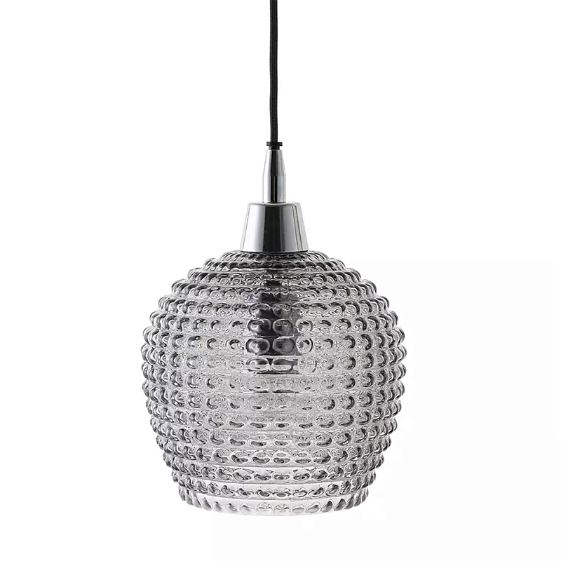 Подвесной светильник с рельефным стеклянным плафоном Embossed Glass Shade Прозрачный Серый Черный Подвесной светильник с рельефным стеклянным плафоном Embossed Glass Shade Прозрачный Серый Черный в Грозном | Loft Concept