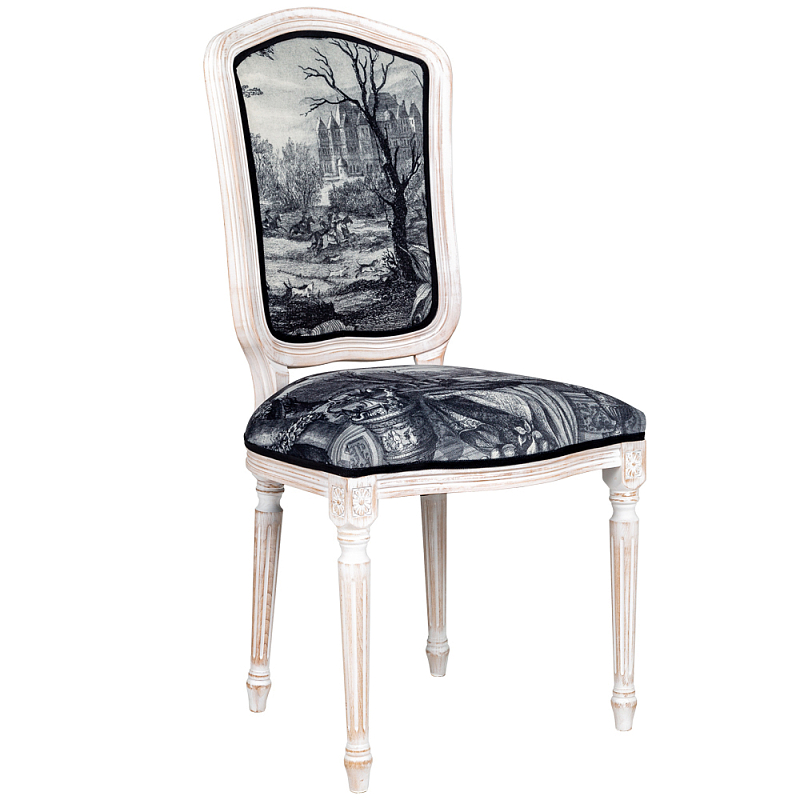 Стул Madrid Castle Stool Черно-белый Белый винтажная патина Стул Madrid Castle Stool Черно-белый Белый винтажная патина в Грозном | Loft Concept