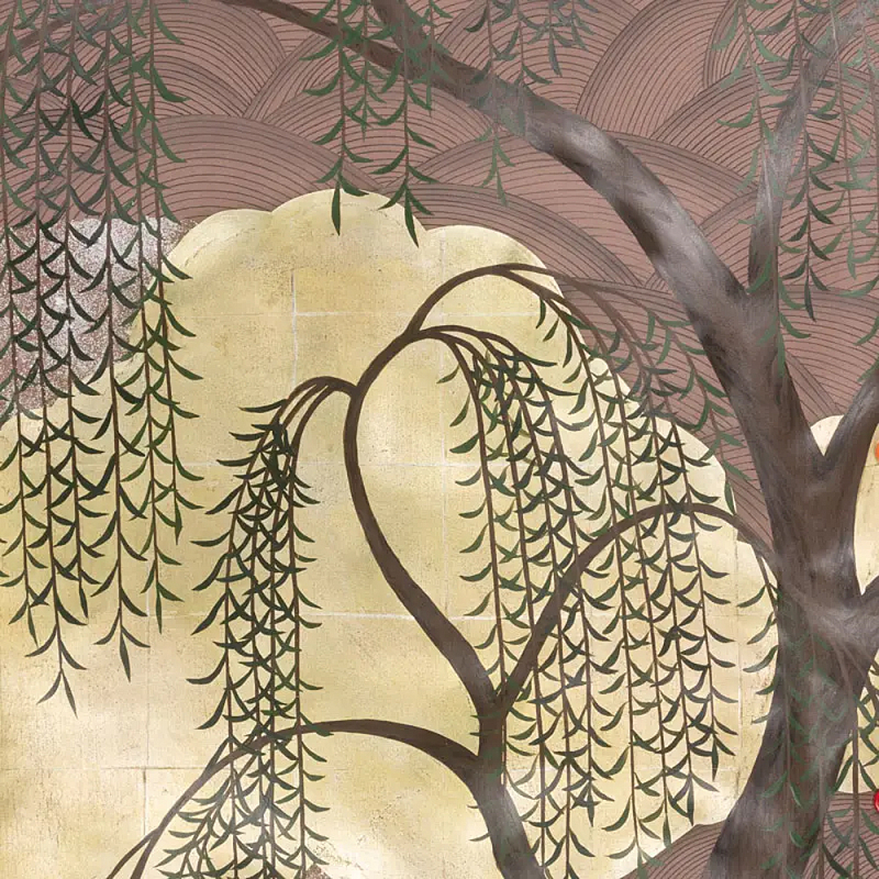 Обои ручная роспись Willow & Waves Original colourway on Edo painted Xuan paper with antiquing Обои ручная роспись Willow & Waves Original colourway on Edo painted Xuan paper with antiquing в Грозном | Loft Concept
