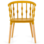 Пластиковый стул на ножках из массива бука Ferret Spiral Mustard варинант исполнения - 2 | Loft Concept в Грозном