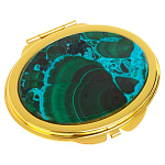 Зеркало карманное складное овальное из натурального камня Малахит с Хризоколлой Gold Stone Mirrors варинант исполнения - 1 | Loft Concept в Грозном