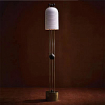 Торшер с белым фактурным абажуром и декором из черных сфер Echoes of Light варинант исполнения - 1 | Loft Concept в Грозном