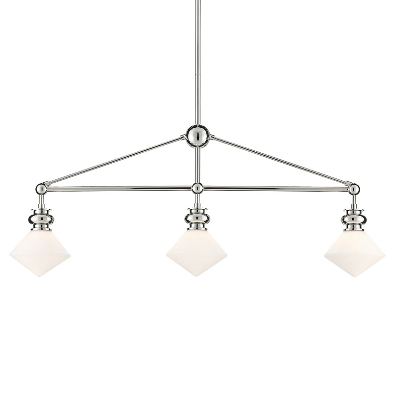 Люстра линейная с ромбовидными плафонами Pointed Diamond Shade Никель Белый Люстра линейная с ромбовидными плафонами Pointed Diamond Shade Никель Белый в Грозном | Loft Concept