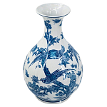 Ваза с мотивами цветущего сада с попугаями Blue Vase Inspired by Nature варинант исполнения - 1 | Loft Concept в Грозном