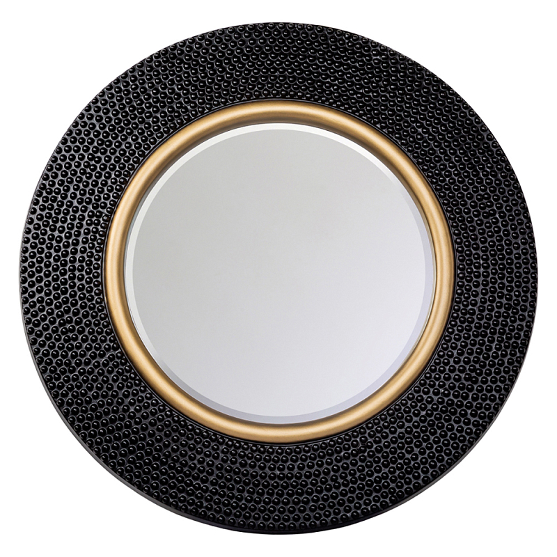 Зеркало в черной фактурной раме с золотым кантом Summon the Light Черный Золотой в Грозном | Loft Concept 