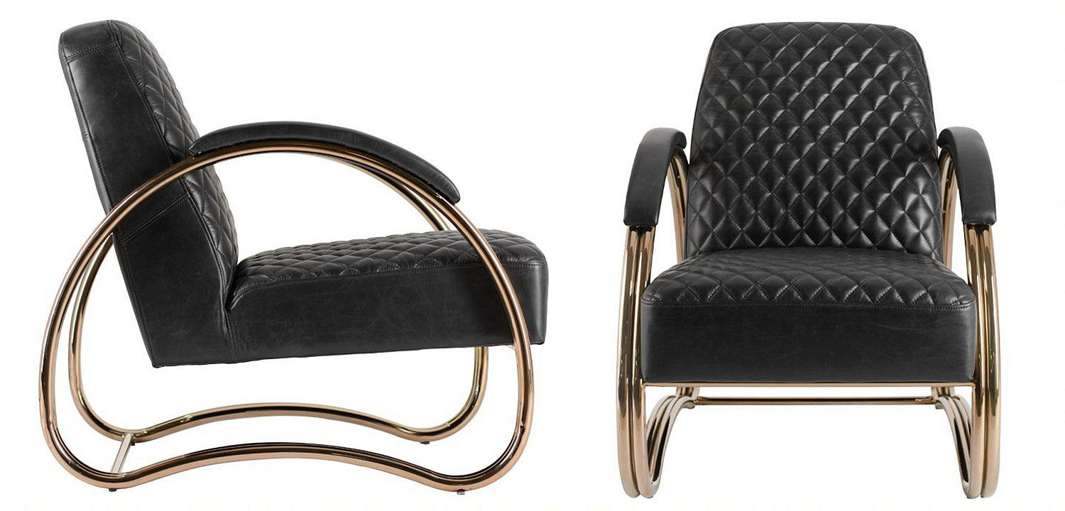 Кресло Hodges Armchair black leather - Loft-Concept в Грозном