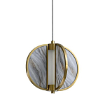 Подвесной светильник с круглым плафоном из искусственного алебастра в бронзовой оправе Marbella варинант исполнения - 1 | Loft Concept в Грозном