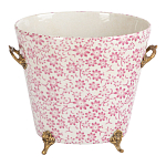 Кашпо из белого фарфора с розовым цветочным орнаментом Eden Garden варинант исполнения - 1 | Loft Concept в Грозном