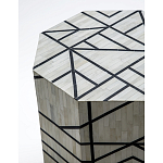 Приставной столик с инкрустацией Black and White Geometry bone bedside table варинант исполнения - 1 | Loft Concept в Грозном