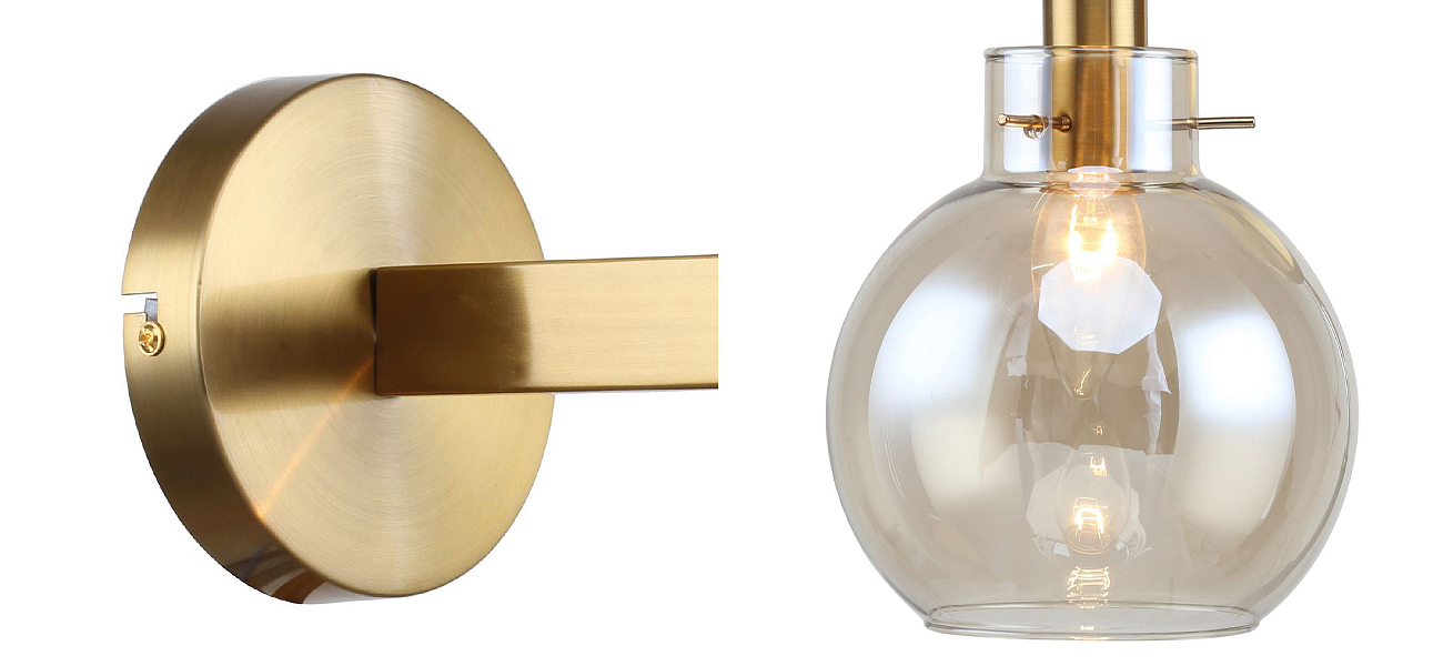 Бра с плафоном коньячного цвета Carmella Globe Brass Бра с плафоном коньячного цвета Carmella Globe Brass - Loft-Concept в Грозном
