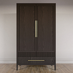 Шкаф платяной Primo с выдвижными ящиками шпон Темный орех варинант исполнения - 2 | Loft Concept в Грозном