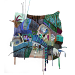 Панно гобелен яркие Пространство-Время TimeSpace Blue варинант исполнения - 2 | Loft Concept в Грозном