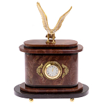 Часы настольные бронзовые из натурального камня Лемезит с декором в виде горного орла Eagle Stone Clock варинант исполнения - 1 | Loft Concept в Грозном