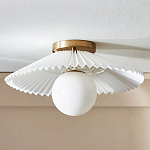 Потолочный светильник с белым плиссированным абажуром Headquarters варинант исполнения - 1 | Loft Concept в Грозном