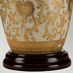 Настольная лампа с фарфоровым основанием с декоративным орнаментом и белым абажуром на темной круглой подставке Elstead Lighting варинант исполнения - 9 | Loft Concept в Грозном